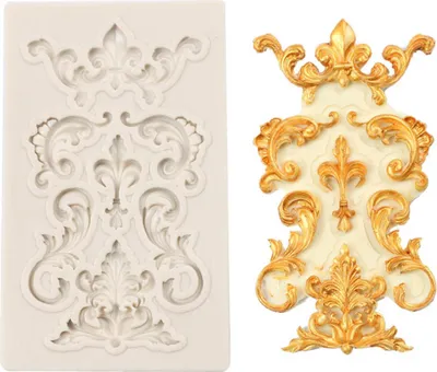 Produktbild von Spitzenblumen-Bordürenform, Vintage-Fondantform, Silikon-Kuchenform