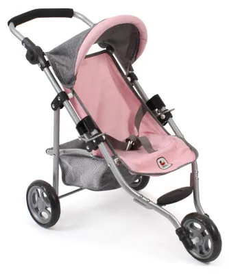 Productafbeelding van Bayer Chic 2000 Poppenbuggy Lola | Duwbuggy voor poppen tot 50 cm | In hoogte verstelbaar en opvouwbaar, met veiligheidsgordel | Vanaf 3 jaar, melange roze