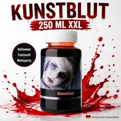 Produktbild von Realistisches Kunstblut XXL Flasche 250ml für Halloween Make-up, Film & Theater