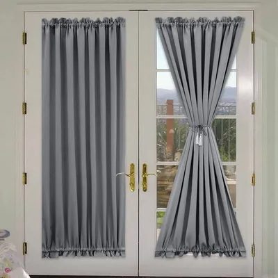 Produktbild von Französische Türvorhänge mit Stangentasche Thermische und Verdunklungsvorhang Vorhänge Türen Glasfenster Küchen Terrassentüren Privatsphäre Fenstervorhang 1 Stück 132x183cm