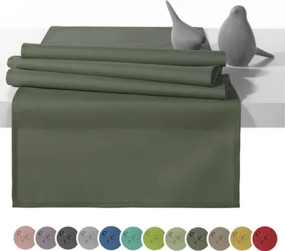 Produktbild von heimtexland Outdoor Tischläufer Garten Tischdecke 45x145 Tischdeko wasserabweisend wetterfest UV-beständig Typ551 Oliv