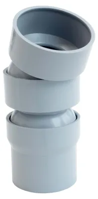 Produktbild von INEFA Flexibler Regenrohrbogen, PVC DN50 / 50mm 22-45 Grad, 2 Bogenstücke Grau Dachrinnenzubehör, einfache Steckmontage,  Germany