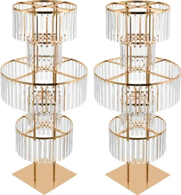 Produktbild von Blumenständer - 5-stöckiger Pflanzenständer 2er-Set - Höhe 110 cm - Quadratische Basis 30×30 cm - Metall & Acryl - Traglast 5 kg - Gold