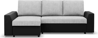 Produktbild von LUGO - Ecksofa mit Schlaffunktion, Bettkastem, Komfort und Still, grau + schwarz