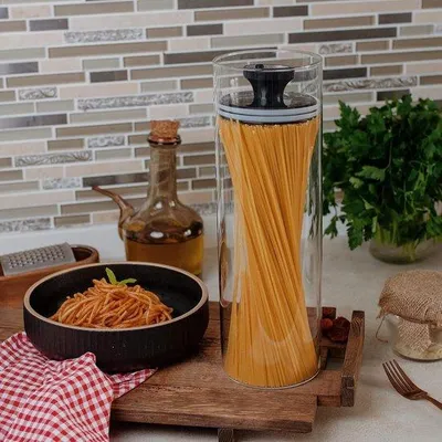 Produktbild von Famanu Vorratsglas mit Vakuumdeckel - Spaghetti/Pasta-Aufbewahrung, luftdicht, aus Borosilikatglas