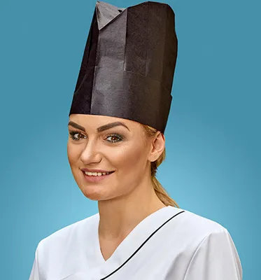 Produktbild von Papstar Kochmütze schwarz Krepp
