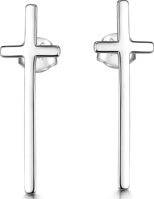 Produktbild von MATERIA by Matthias Wagner Kreuz Ohrringe Silber 925 Damen Ohrstecker lang rhodiniert SO-328