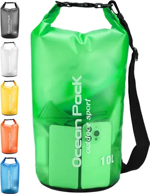 Immagine prodotto di Borsa impermeabile asciutta, in PVC, da 2L a 20L, con tracolla regolabile, ideale per nuoto e campeggio