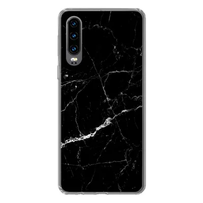 Produktbild von MuchoWow® Handyhülle Schutzhülle Hülle für Huawei P30 Marmor - Schwarz - Marmoroptik - Weiß - Luxus - Stein Silikon Softcase Handy Hülle - Kartenbesitzer