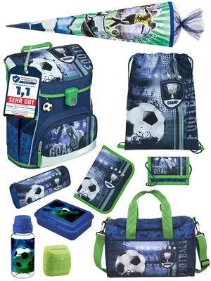 Produktbild von Scooli Ranzen-Set 10-teilig FUSSBALL Schulranzen-Set mit Schultüte / Zuckertüte und Sporttasche