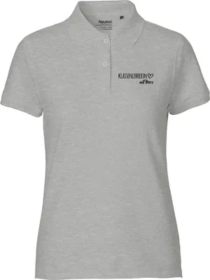 Produktbild von Huuraa Damen Polo Shirt Klassenlehrerin mit Herz L Sport Grey Bio Baumwolle Fairtrade Poloshirt Geschenkidee