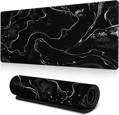 Productafbeelding van Grote Gaming-Muismat XXL 80 x 30 cm Antislip Rubber Muismat met Afgewerkte Randen voor Kantoor en Thuis (Zwart-Wit)