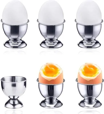 Produktbild von Edelstahl Eierbecher 6er Set Frühstück Eierhalter klein