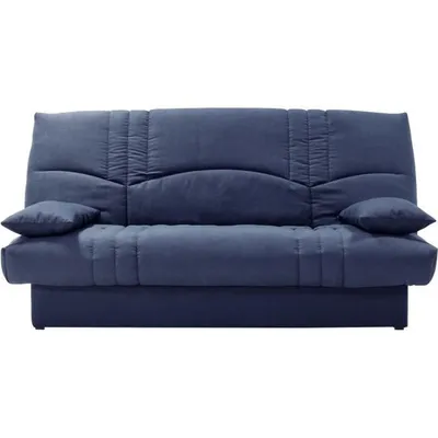 Image de THELMA Canapé-lit 3 places - Tissu Soro bleu foncé - Lit 125 x 190 cm - 190 x 92 x 96 cm