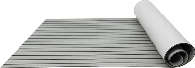 Zdjęcie produktu dla EVA, piankowa mata antypoślizgowa do podłóg łodzi - samoprzylepna - 240x90 cm, grubość 6 mm - antypoślizgowa - wodoodporna - szara z czarnymi paskami