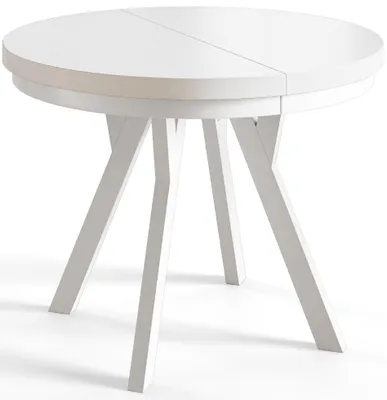 Produktbild von Esstisch Rund Evo, Moderner Esstich Ausziehbar, Tisch mit Stabile Konstruktion, Durchmesser 80 - 130 cm, Farbe Weiß