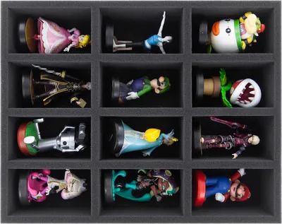 Produktbild von Schaumstoffeinlage für 12 Nintendo Amiibo – 35x28x7cm
