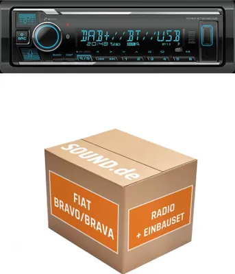 Produktbild von Autoradio Einbaupaket Kenwood KMM BT508DAB passend für Fiat Bravo 198 + Blaupunkt | Bluetooth Telefonieren DAB+