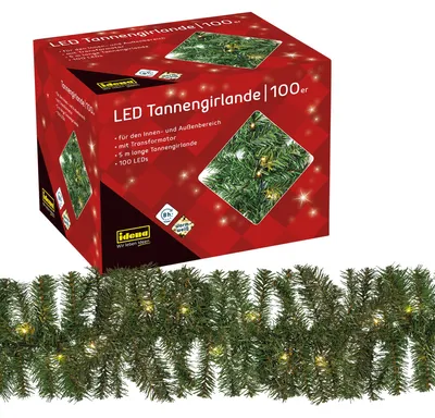 LED-Dennenslinger 100 LEDs warmweiß 25 cm x 5 m grün