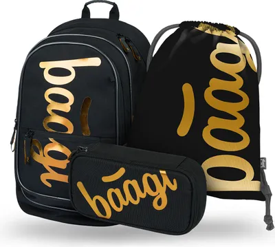 Produktbild von BAAGL Core Metallic Bronzen Rucksack-Set 3tlg: Rucksack, Federmäppchen, Turnbeutel