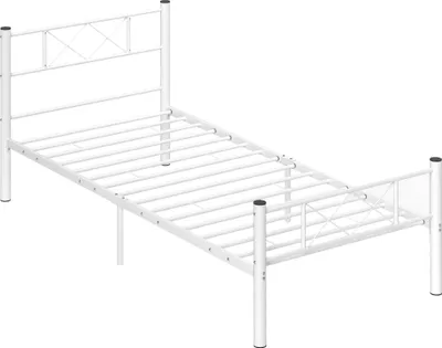 Zdjęcie produktu dla HOMCOM Rama łóżka na materac 200 x 90 cm, rama łóżka 88 cm, rama łóżka pojedynczego ze stali, do sypialni, pokoju gościnnego, biała