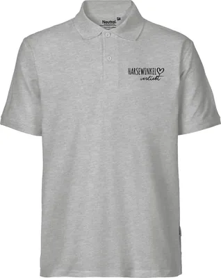 Produktbild von Huuraa Herren Polo Shirt Harsewinkel verliebt XL Sport Grey Bio Baumwolle Fairtrade Poloshirt Geschenkidee