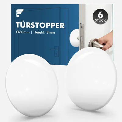 Image de Butées de porte autocollantes à fixer au mur, lot de 6, 60 x 8 mm, butées de porte à fixer au mur, protection pour différentes surfaces, protection des poignées de porte, réduction efficace du bruit