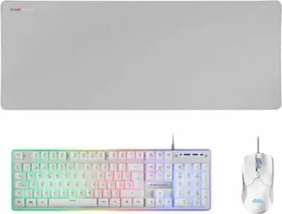 Produktbild von Mars Gaming MCPXWES, Kabelgebunden, USB, Membran Key Switch, RGB-LED, Weiß, Maus enthalten