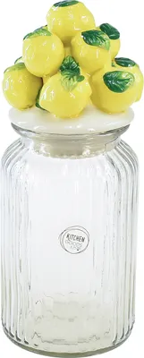 Produktbild von Bonboniere Glas Keramik Zitronen Retro Vintage Nostalgie Tischdeko Ø11cm H27cm