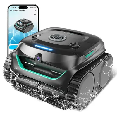 Obrázok produktu pre Wybot C2V, Robotický vysávač pre bazén, Bazén, Čierna, Zelená, Spodok, Múr, vodoryska, Nadzemný bazén/zapustený bazén, 180 µm