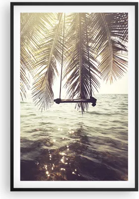 Produktbild von Gerahmtes Poster - Schwarzer Rahmen - Meer Palme Wasser - 61x91,5 cm - Wand Bild - Wanddeko - Wandbilder - Kunstposter - Wandposter - Bilderrahmen - Bilder - Kunstdruck - Wandbild - P2BPA61x91-3634