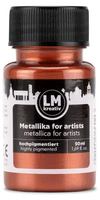 Produktbild von LM-Kreativ Metallika for Artists 50 ml, Kupfer – hochpigmentierte Metallic-Acrylfarbe für Holz, Leinwand, Keramik & Glas