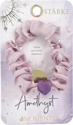Produktbild von Depesche Moments Premium Scrunchie mit Amethyst Herz, violett, Natürlicher Edelstein, Haargummi