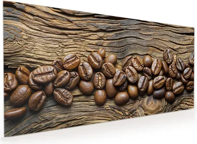 Produktbild von Küchenrückwand Spritzschutz Glas mit Motiv Kaffeebohnen Holz 40 x 40 cm