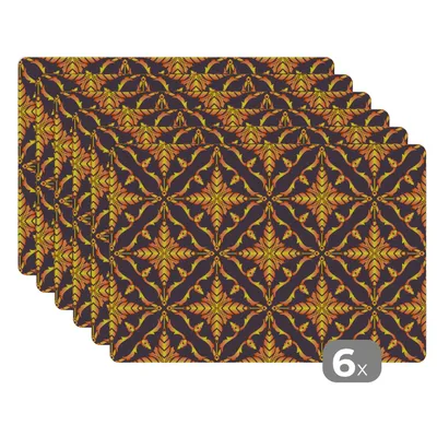 Obrázok produktu pre MuchoWow® Podložky Sada 6 podložiek Umývateľné podložky 30x45x0.3cm Vzory - Vianočné - zlaté Podložka pod stôl Nekĺzavá a odolná voči teplu