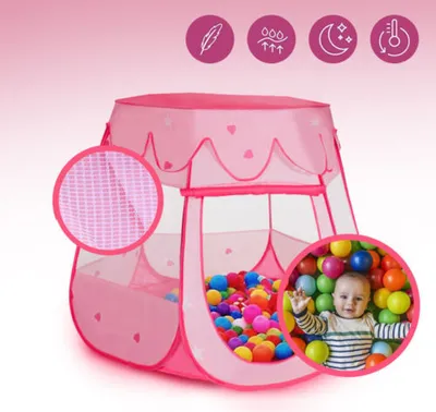 Produktbild von Kinder Zelt Bällebad Baby Spielhaus Krabbeltunnel Spiel 100 Bälle Pup Up Tunnel