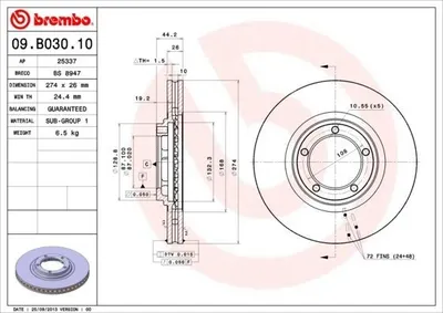 Image de 2x BREMBO 09.B030.10 disque de frein essieu avant