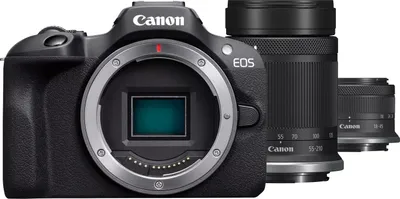 Produktbild von EOS R100 Gehäuse + RF-S 18-45mm F4.5-6.3 IS STM + RF-S 55-200mm F5-7.1 IS STM Kit Systemkamera