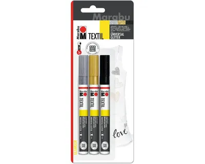 Immagine prodotto di Marabu 0119 00 080 Textile Painter Glitter Assortimento di 3 pezzi in blister 3 x 3 mm(S)