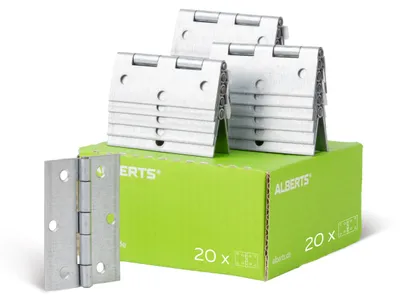 Produktbild von Alberts Scharnier | halbbreit | galvanisch gelb verzinkt | 80 x 58 mm | 20er Set