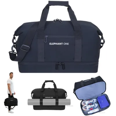 Produktbild von Sporttasche Herren Reisetasche Schuhfach Innentaschen Yoga Mattenhalter Saunatasche Tasche Handgepäck Weekender Elephant One 13115 Schwarz +Flasche