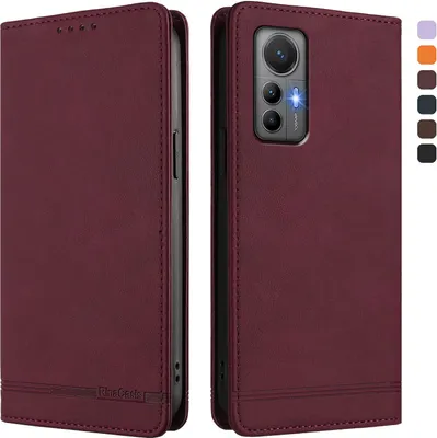 Produktbild von Hülle für Xiaomi 12 Lite, Retro Kunstleder Ständer Klapphülle mit Kartenfächer und Magnetische Rot