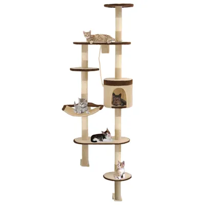 Produktbild von vidaXL Wandkratzbaum mit Sisal-Kratzsäulen 194 cm Beige/Braun - Kratzbäume