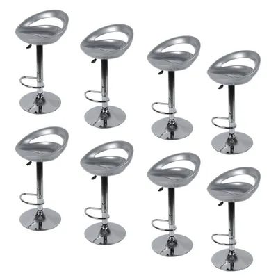 Produktbild von Barhocker ABS 360°frei drehbar höhenverstellbar mit Fußstütze für Küche | Grau | 8er-Set