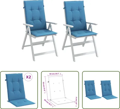 Image de Coussins pour fauteuil Hochlehner, lot de 2, mélange de couleurs bleu, 120x50x4 cm, tissu