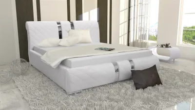 Produktbild von Polsterbett Bett Doppelbett LOGAN Kunstleder Weiss 160x200cm