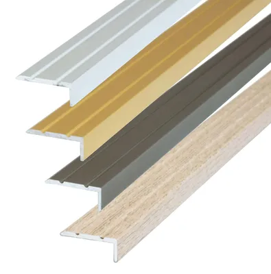Produktbild von Dalsys Treppenkantenprofil selbstklebend 200cm x 25mm x 10mm aus Aluminium, Bodenprofil für Treppenwinkel Silber