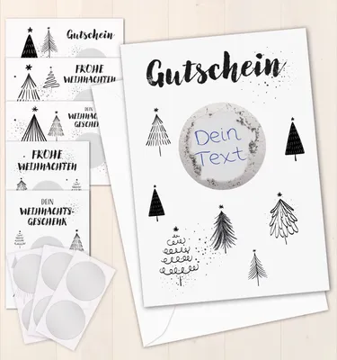 Produktbild von younikat Rubbelkarten Weihnachten 6 Stk. I DIN A6 I Karte zum selbst ausfüllen I zum Verschenken Überraschung I dv1541