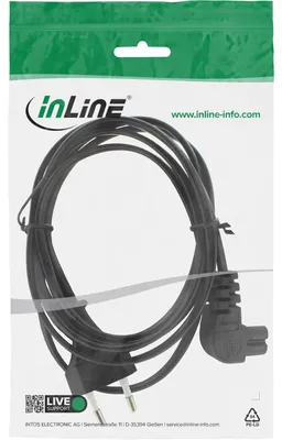Produktbild von InLine Netzkabel, Netzstecker auf Euro 8 C7 Stecker, gewinkelt, 10m, 10 m, CEE7/16, C7-Koppler