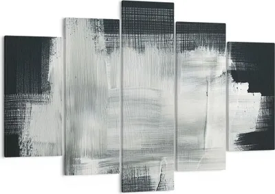 Produktbild von Bild auf Leinwand - Leinwandbild - 5 Teile - Abstraktion Schwarz Weiß - 150x100cm - Wand Bild - Wanddeko - Wandbilder - Leinwanddruck - Bilder - Wanddekoration - Leinwand bilder - EA150x100-4173